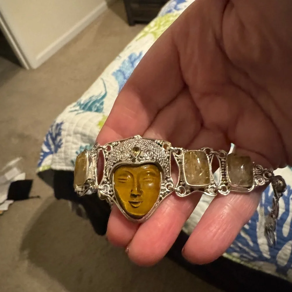 Sajen Sterling Bracelet with Brown Tiger’s Eye and Silver Accents